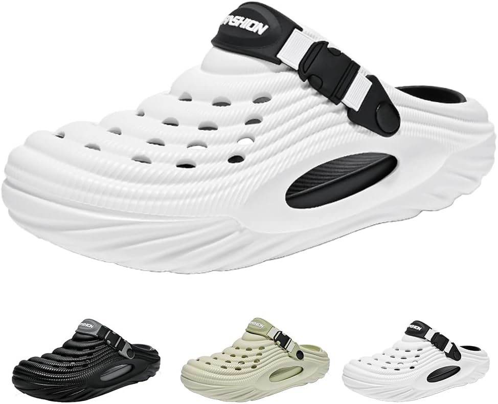 

Летние кроссовки с пеной для мужчин, шлепанцы-подушки, повседневные нескользящие спортивные сандалии, закрытые тапочки для женщин, прогулочная обувь для улицы и дома, пляжные шлепанцы Vioxthak, белый