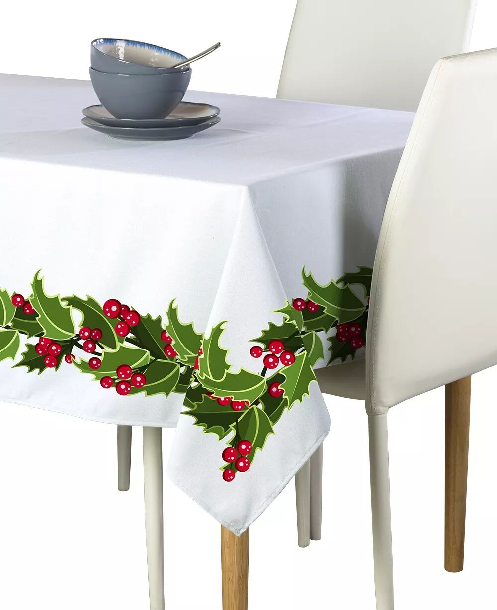 

Квадратная скатерть, 100% полиэстер, 60x60 дюймов, Holly Garland