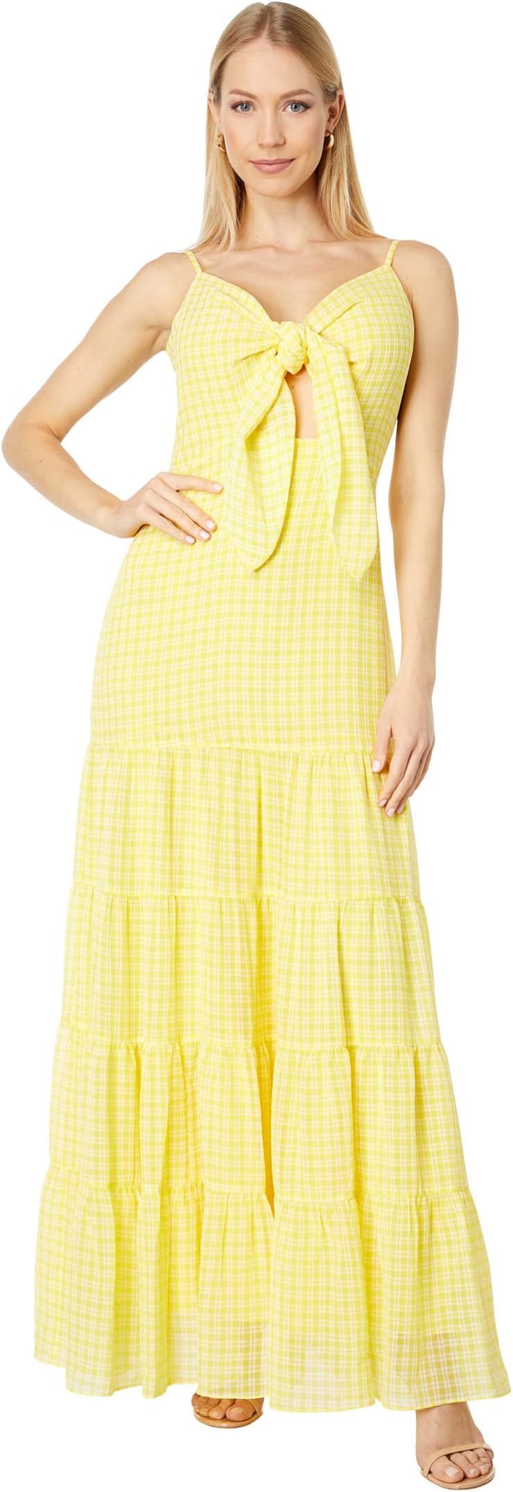 

Платье ONE33 Social Tie Front Tiered Dress, желтый