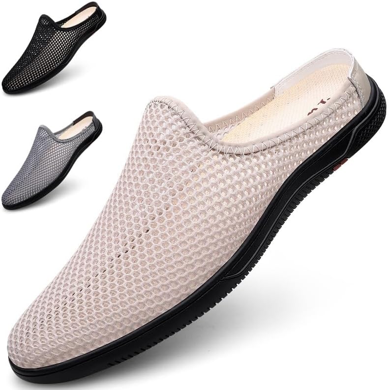 

Мужские сетчатые сабо-мюли DESESE, удобные и дышащие спортивные сандалии, низкие сетчатые лоферы с вырезами, нескользящие легкие пляжные сандалии, хаки