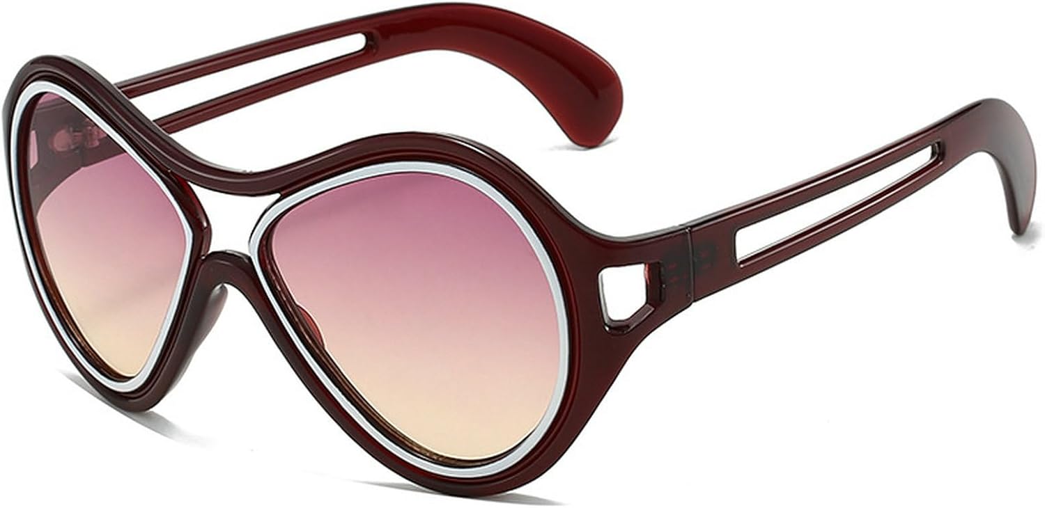 

Модные мужские солнцезащитные очки-пилот с двойной перемычкой, ретро-очки с градиентным зеркальным покрытием и защитой от УФ-излучения UV400, модные женские солнцезащитные очки с уникальной полой конструкцией mincl, Red