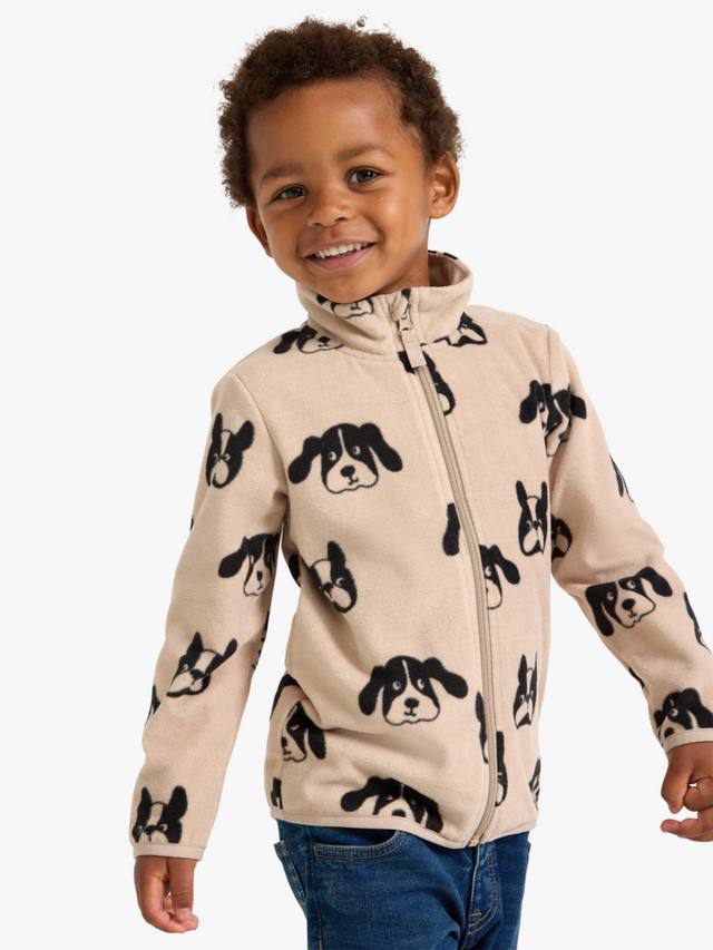 

Детская флисовая толстовка с принтом собаки на молнии Lindex, Dusty Beige