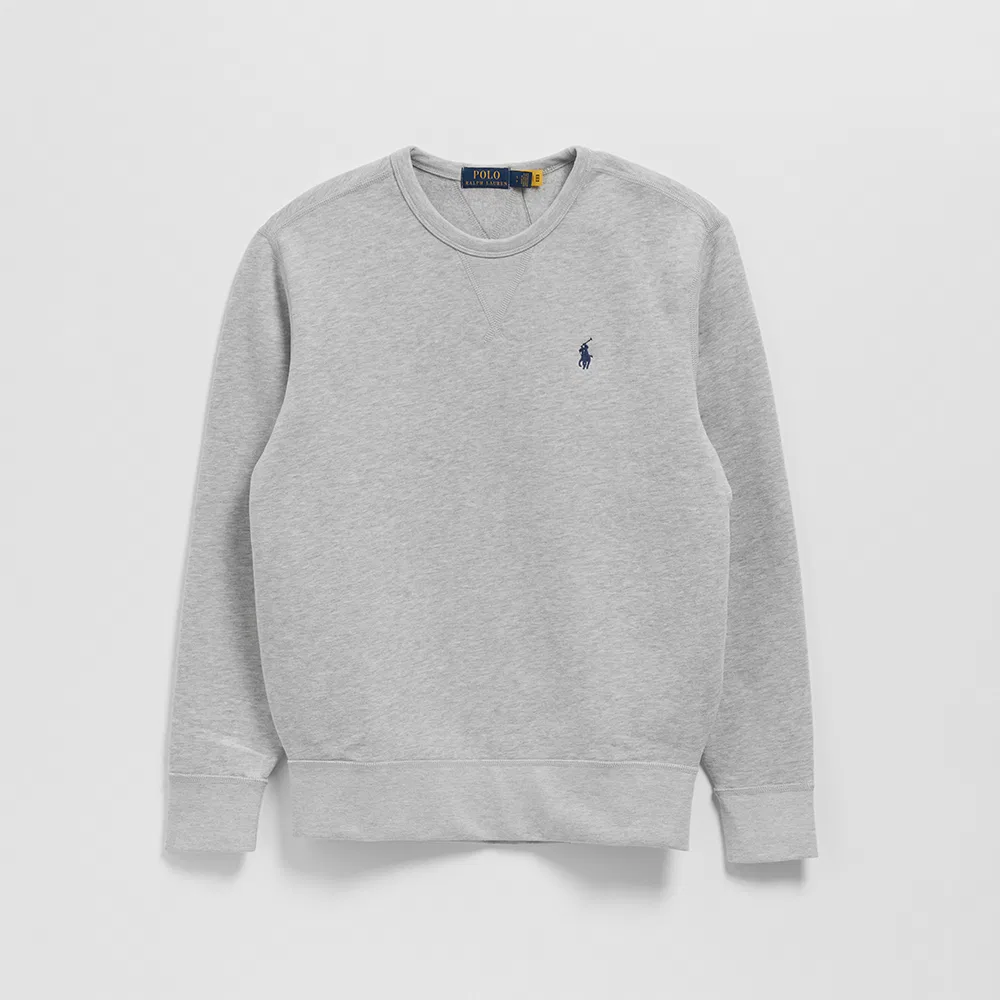 Мужской флисовый свитшот с круглым вырезом серого цвета от Polo Ralph Lauren