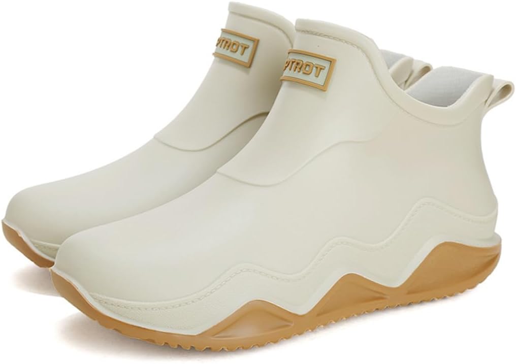 

Женские и мужские дождевые ботинки Rojeam, водонепроницаемые ботинки для сада и прогулок на открытом воздухе, бежевый