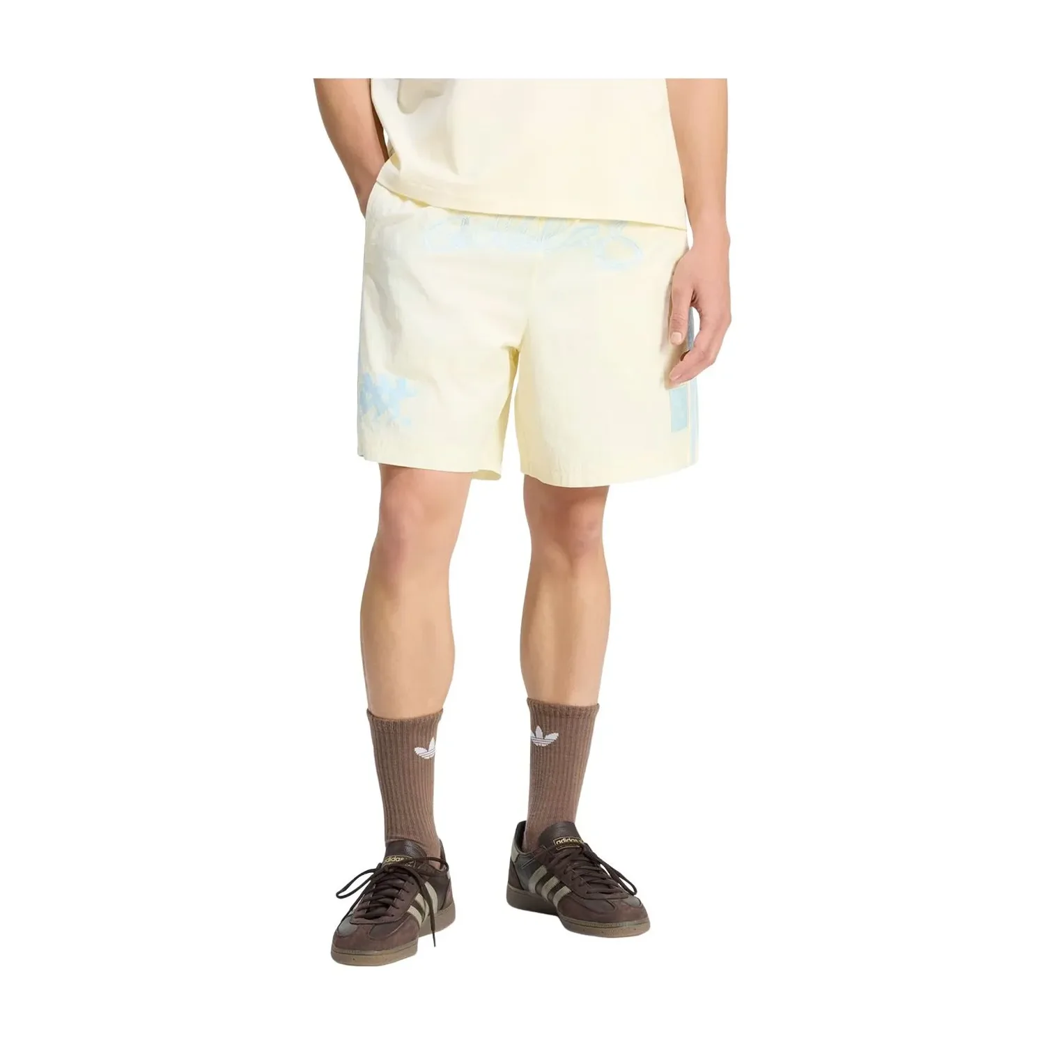 Шорты Adidas One World Graphic Short 'Cream White', бежевый — фото 2