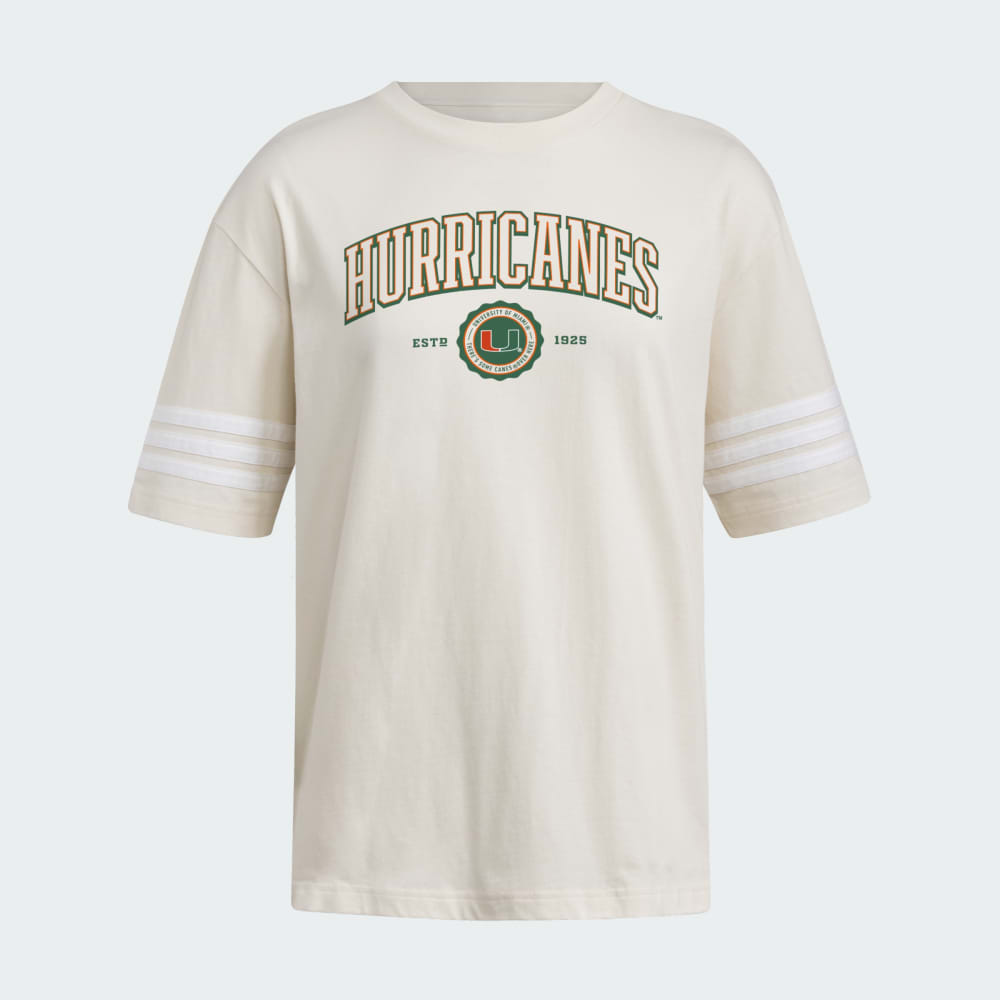 

Футболка Adidas Miami Hurricanes Women's Exclusive 3-Stripes Tee, цвет Wonder White/White/Ncaa-Mia-77a
