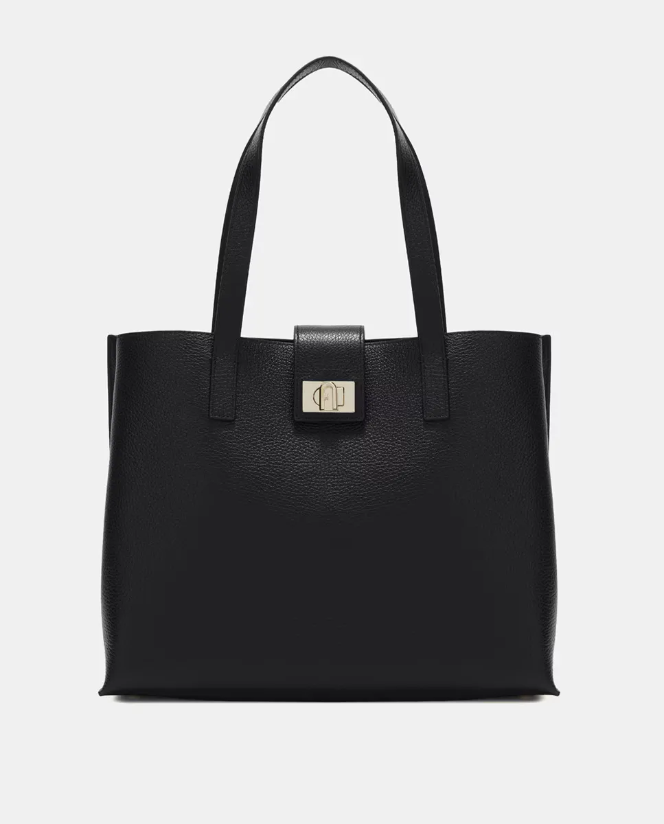 

Большая сумка из зернистой кожи Furla, черный