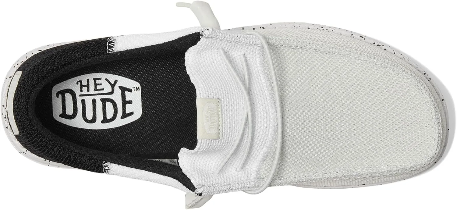 Мужские лоферы HEYDUDE Wally Tri Varsity из сетчатой ткани, белый/черный — фото 2