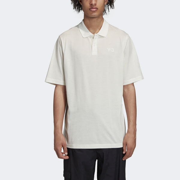 Футболка men's y-3 solid color logo polo shirt white Adidas, белый — фото 4
