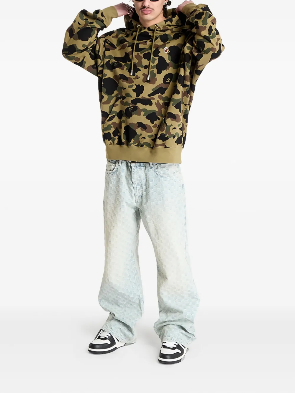 Толстовка с капюшоном из камуфляжного жаккарда A BATHING APE, зеленый — фото 2