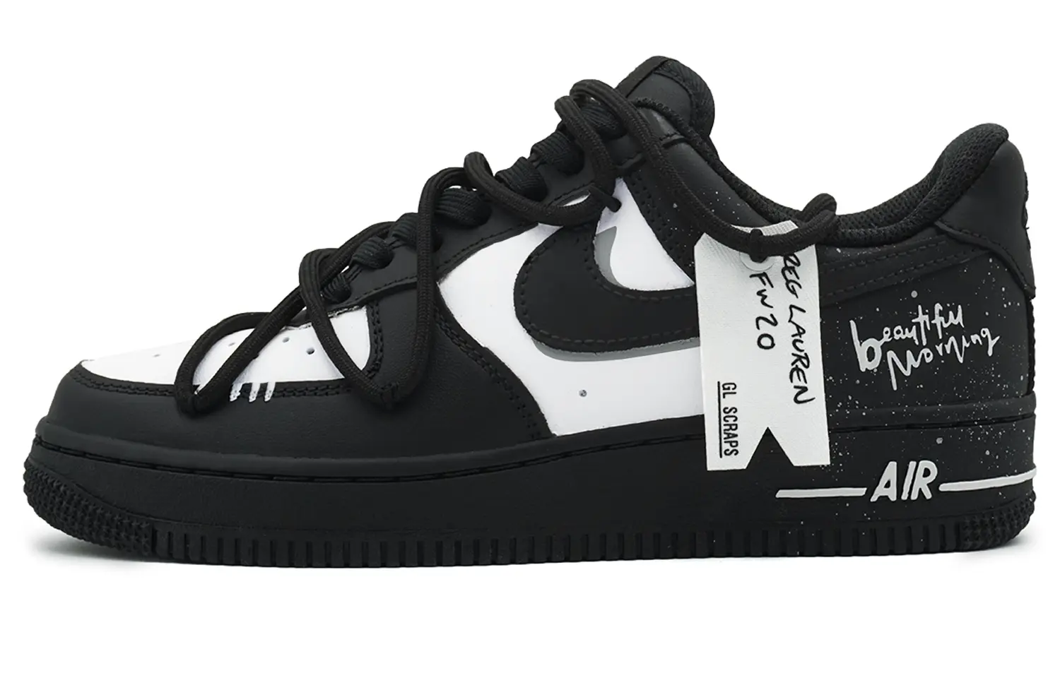 

Кроссовки Nike Air Force 1 Skateboard Shoes Women's Low-Top Black White, Черный, Кроссовки Nike Air Force 1 Skateboard Shoes Women's Low-Top Black White