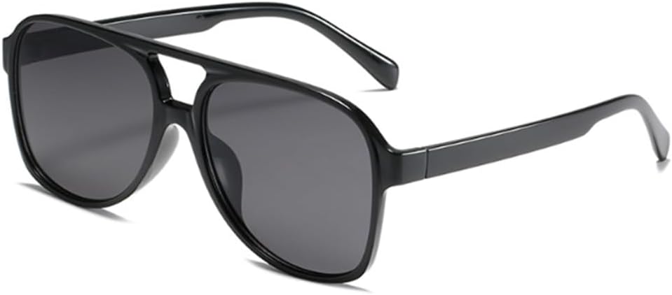 

Модные ретро-солнцезащитные очки с двойным дужком, с эффектом океанической пленки, в большой оправе, пилотские солнцезащитные очки для женщин и мужчин, очки для путешествий Weloveushop, Bright Black Full Gray Flakes