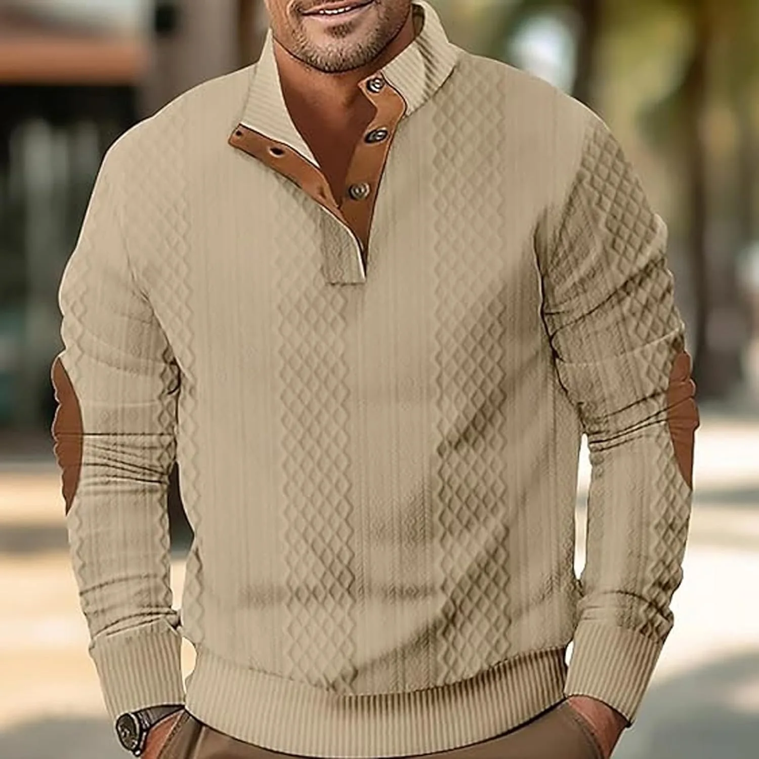 

Мужской повседневный свитер из кашемира с длинным рукавом и пуговицами