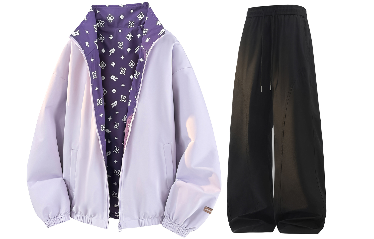 

Ветровка Unisex WARRIOR, розовый фиолетовый top+черный pants[free diy badge]