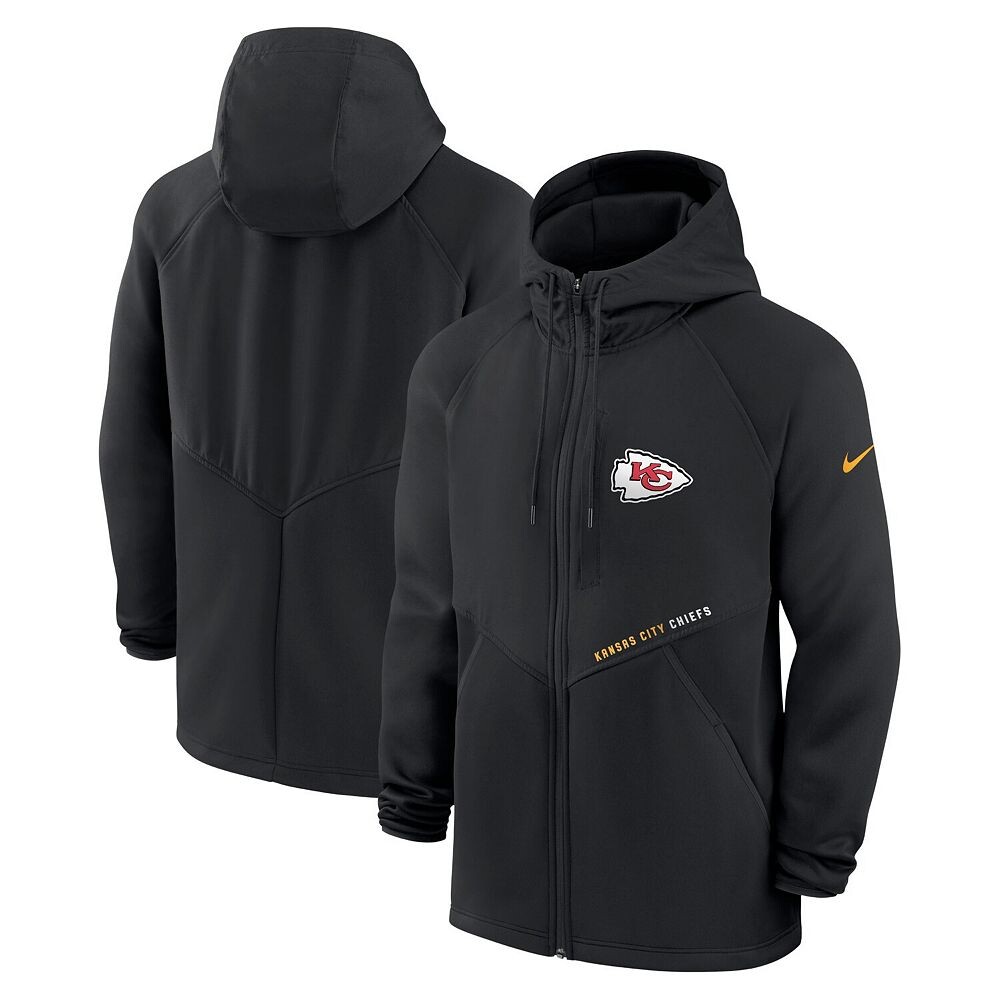 

Мужская черная худи с молнией во всю длину Nike Kansas City Chiefs Spacer Raglan Performance, цвет Chf Black