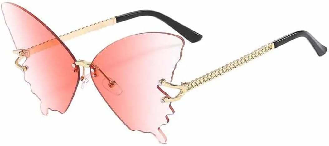 

Модные женские солнцезащитные очки без оправы с бабочками, металлические, для мужчин, для активного отдыха, путешествий, вечеринок, защита от УФ-излучения UV400 TVTBBVV, Gold Gradient Pink