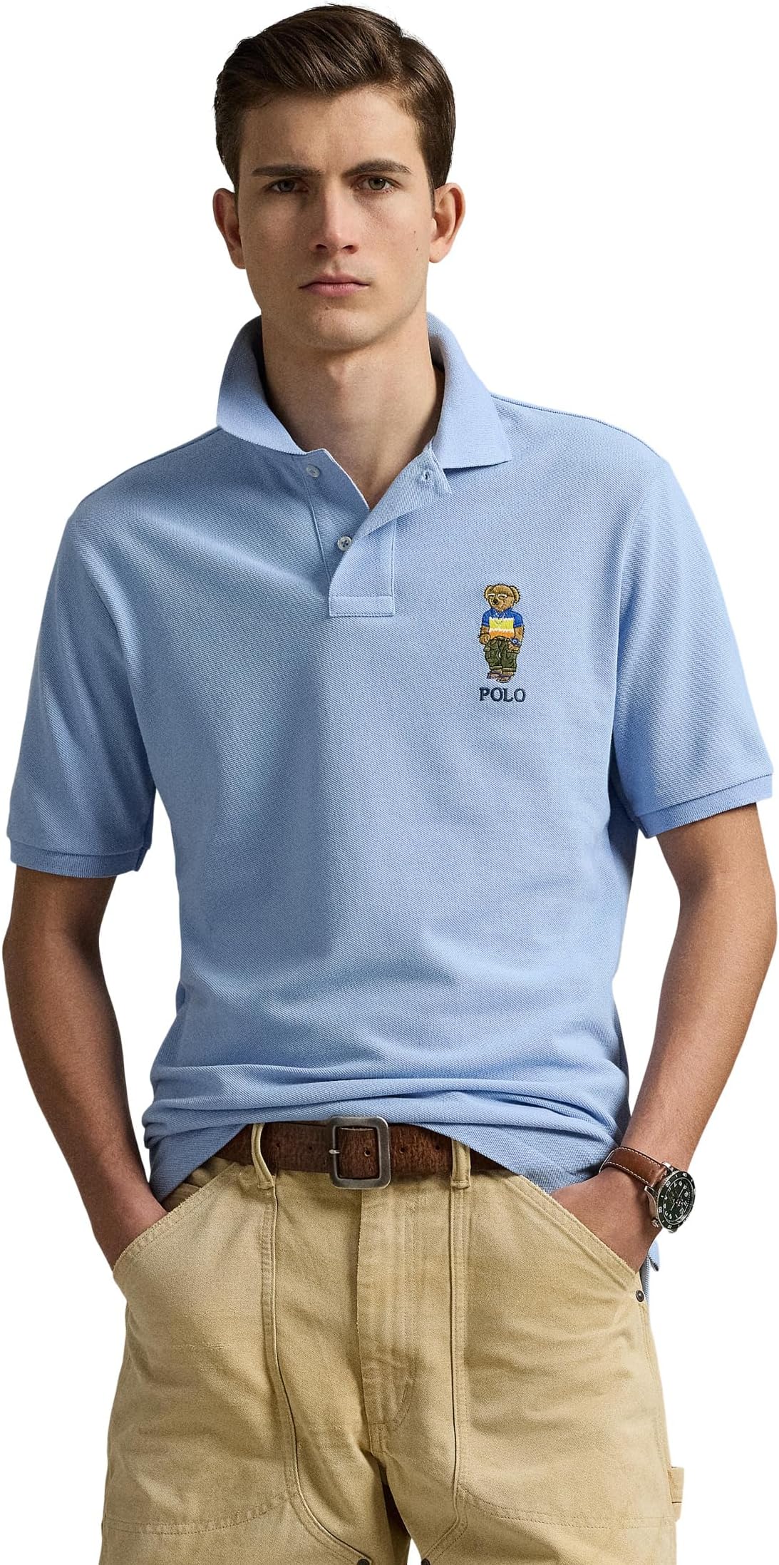 

Футболка Polo Ralph Lauren Classic Fit Polo Bear Mesh Polo Shirt, цвет Sp25 Chmbry Blu Beach Shp Bear