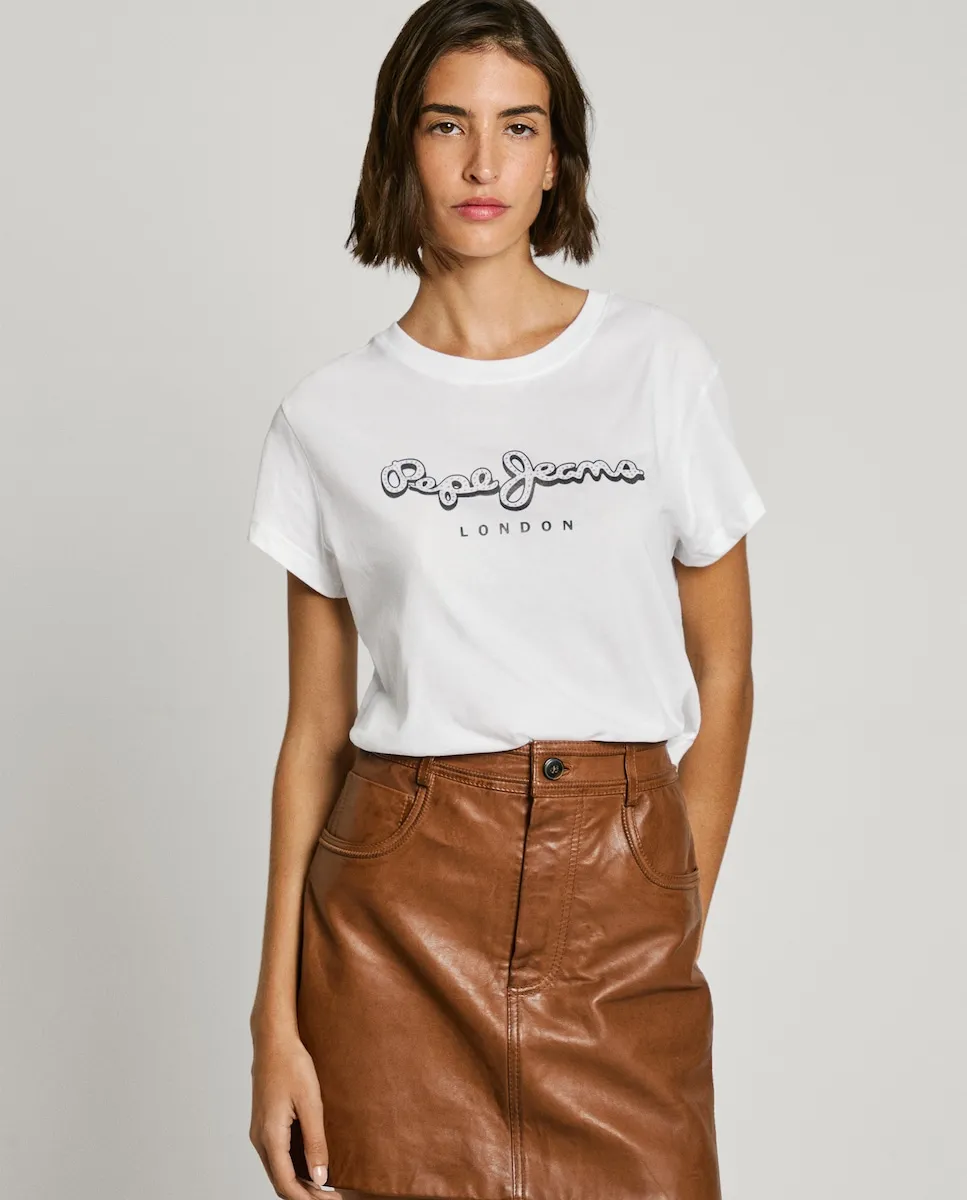 

Женская футболка с коротким рукавом и логотипом Pepe Jeans, белый
