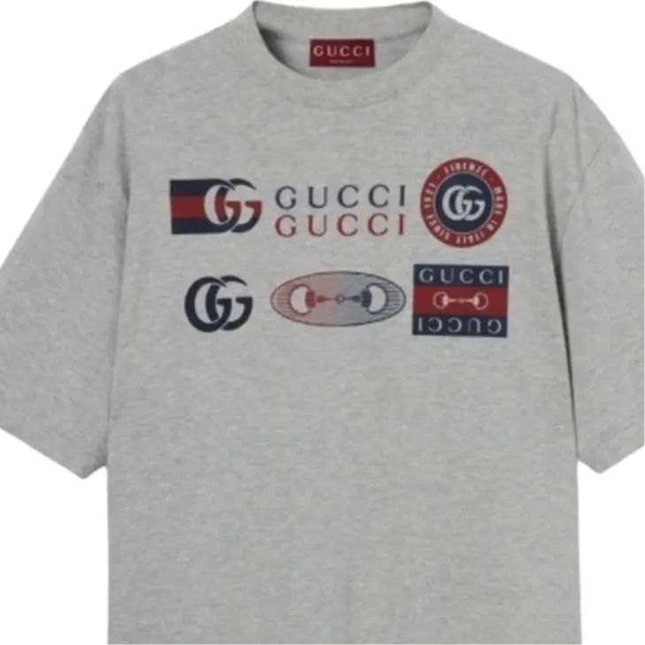 Футболка из печатного хлопкового джерси GUCCI, светло-серый — фото 4