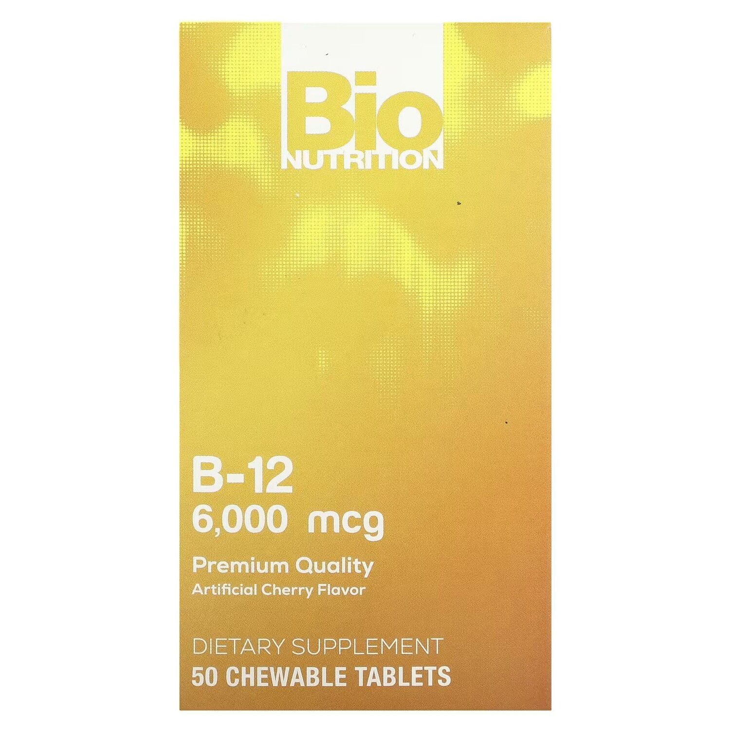 

Витамин B-12, вишня, 6000 мкг, 50 жевательных таблеток Bio Nutrition