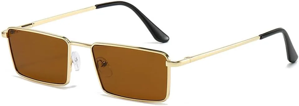 

Солнцезащитные очки UV400 с металлической оправой, маленького размера, для женщин и мужчин, для бега и занятий спортом на открытом воздухе UYPTK, Gold-brown