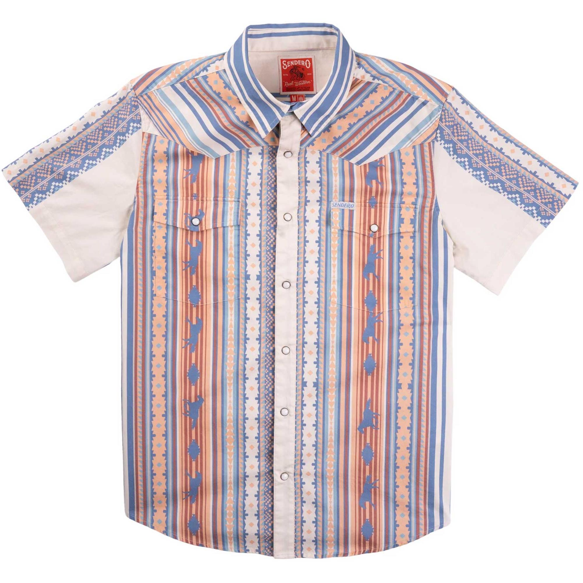 

Мужская рубашка с коротким рукавом Serape Pearl Snap Sendero, Western Stripe/Indigo