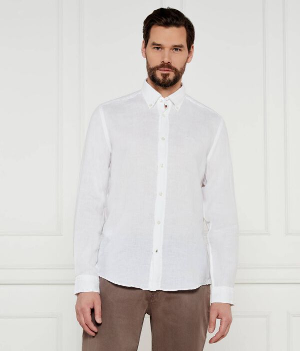 

Льняная рубашка h-liam-bd-e-c1-243 Regular fit Boss, белый