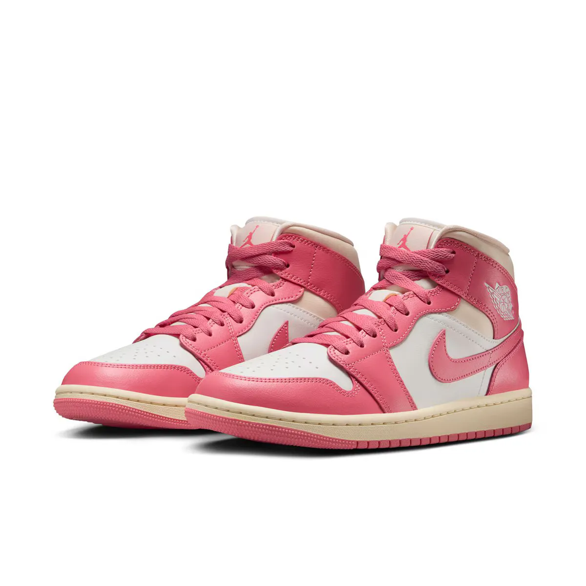 Баскетбольные кроссовки Air Jordan 1 Mid женские, розовый/белый — фото 2