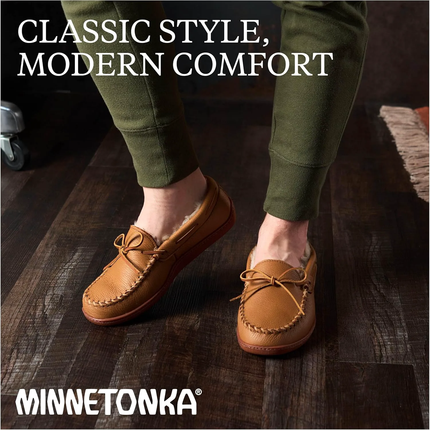 Мокасины Minnetonka для мужчин из оленьей кожи Moosehide — фото 4