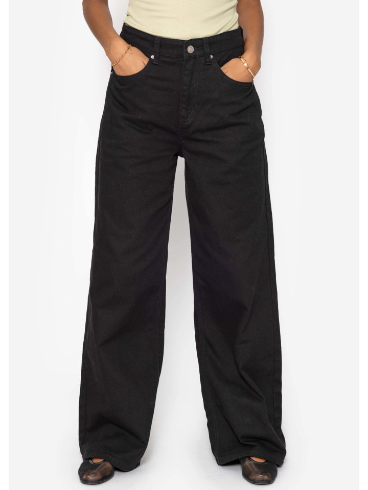 

SASSYCLASSY Черные джинсы с широкими штанинами и высокой талией