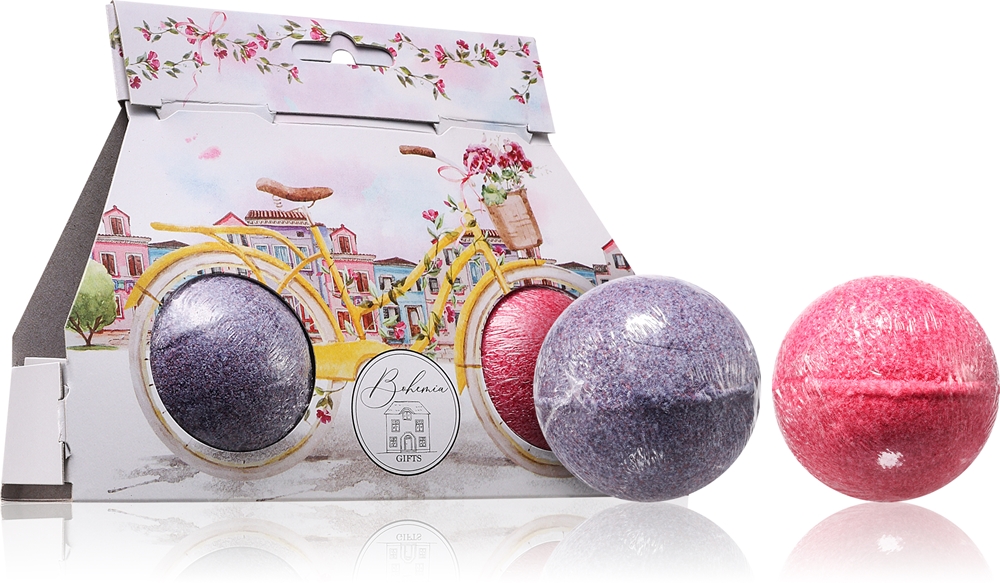

Велосипедные бомбочки для ванн, шипящие пузырьки для ванны Bohemia Gifts & Cosmetics, kvepalai lavender + rosehip & rose 2× 110 гр