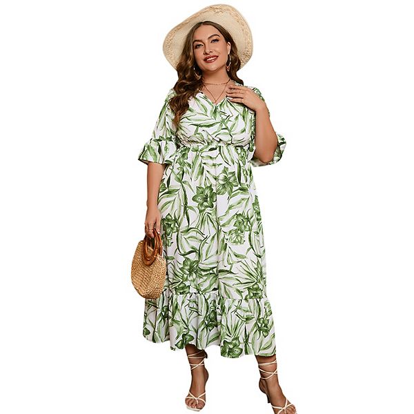 

Женское платье с принтом casual plus size Seoria, Green