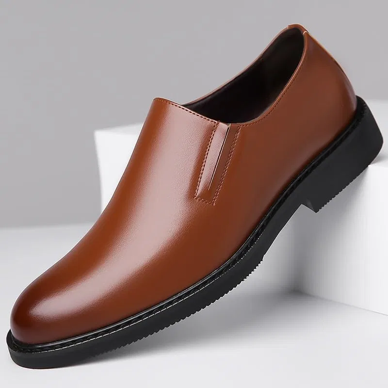 Туфли мужские slip-on на кожаной подошве, коричневый UOPYNE — фото 2