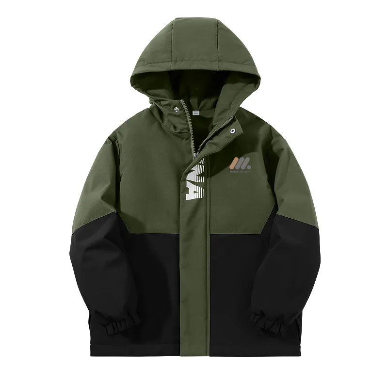 Детская утепленная куртка с капюшоном WARRIOR, [Single Pack]Army Green/H Three Round-Shaped Column Logo K