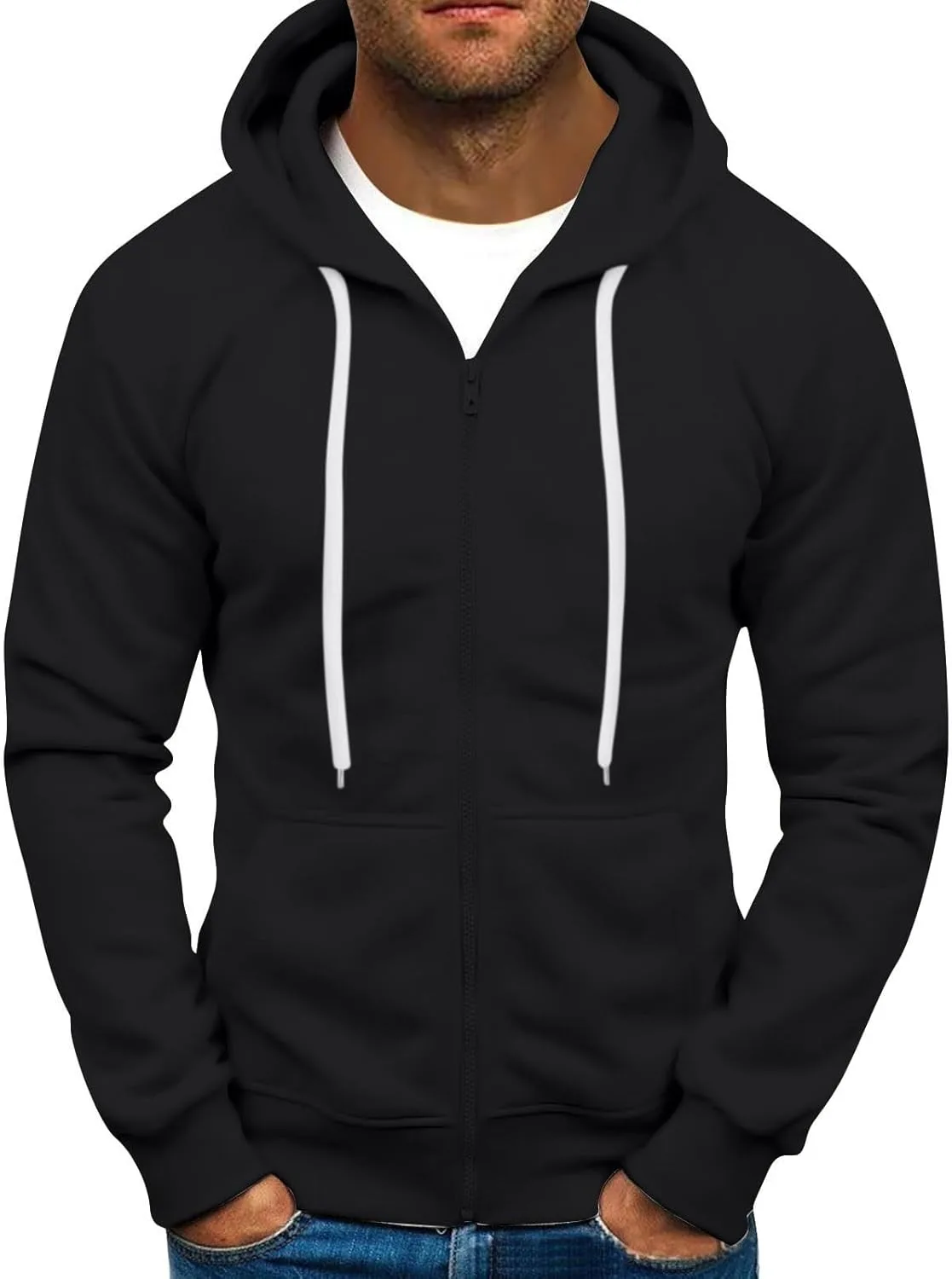 

GOFULY Zip Up Hoodie мужская повседневная флисовая толстовка с капюшоном и карманом