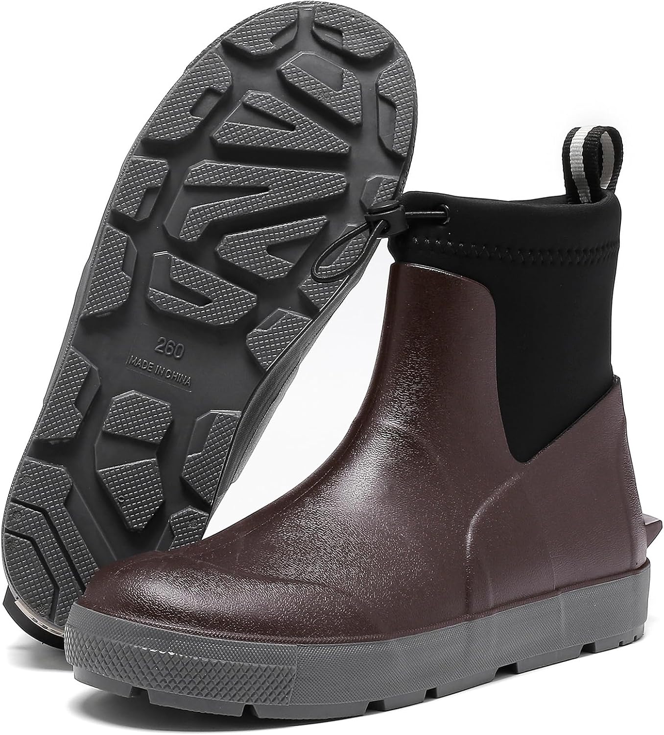 

Мужские ботинки для палубы, резиновые дождевые сапоги до щиколотки, водонепроницаемые, противоскользящие, обувь для рыбалки и лодочных прогулок, водонепроницаемые ботинки для мужчин Ckwlxqy, коричневый