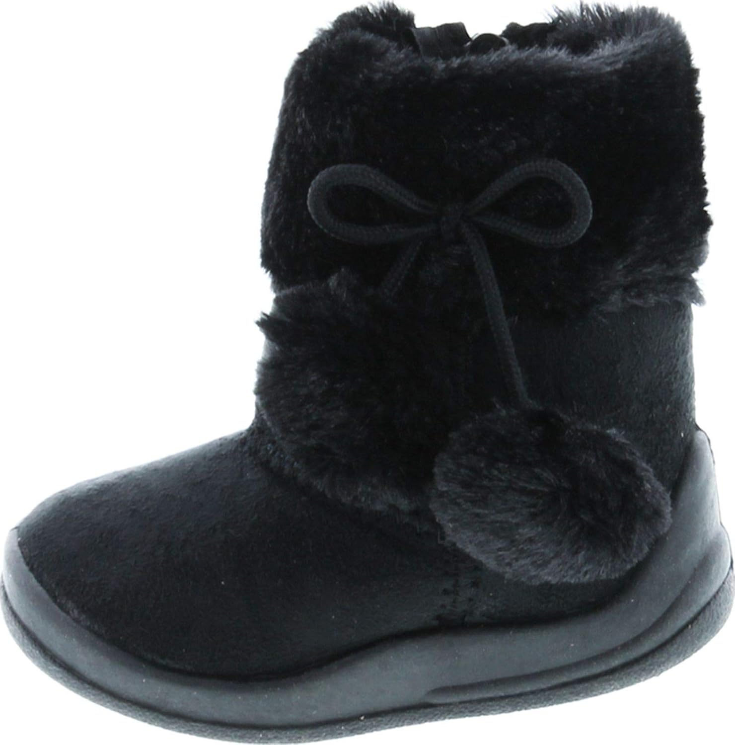 Детские ботинки с помпоном на плоской подошве Kali Footwear, Black — фото 2
