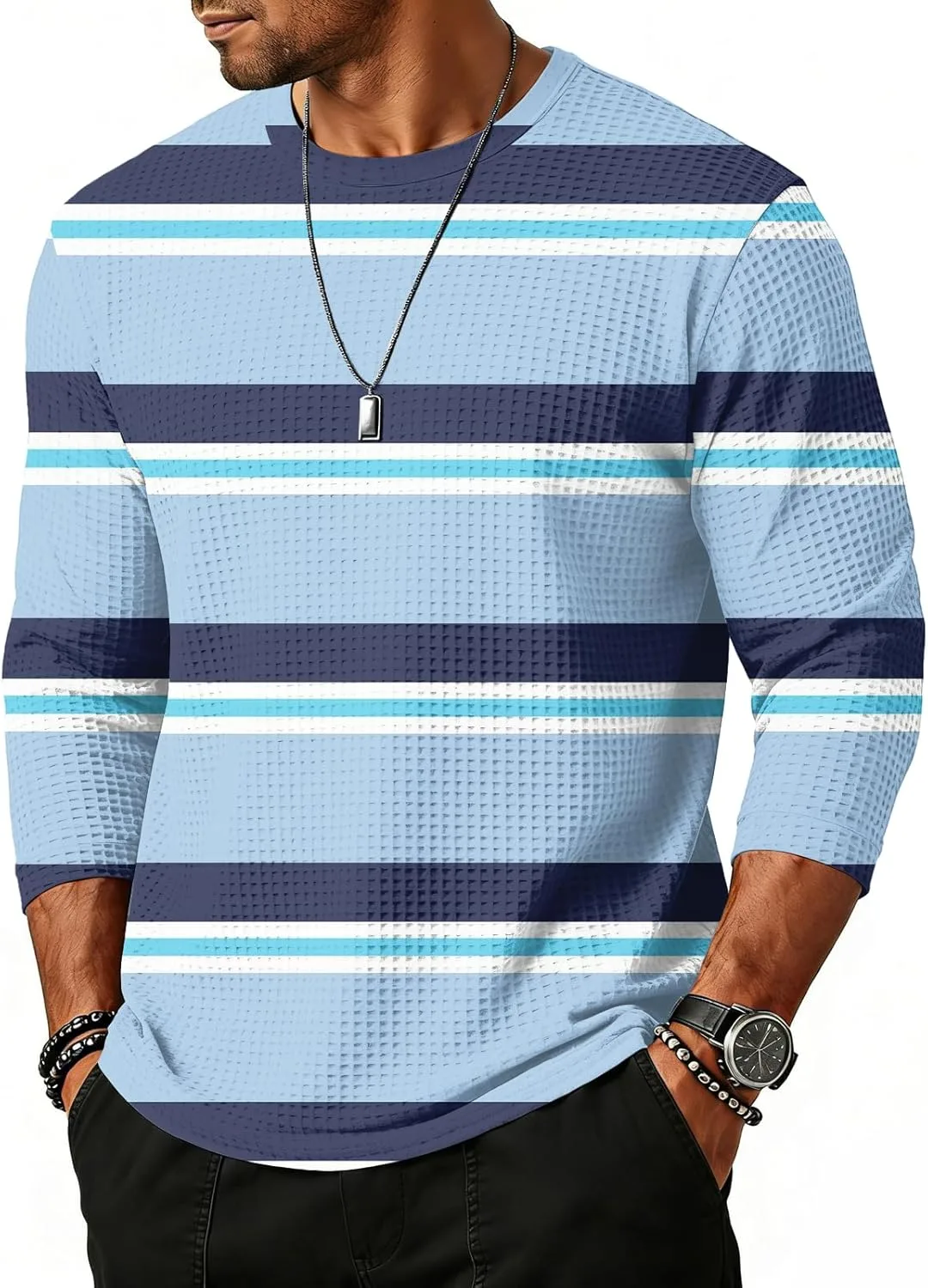 

WENKOMG1 мужская бейсбольная футболка с полосками и рукавом 3/4