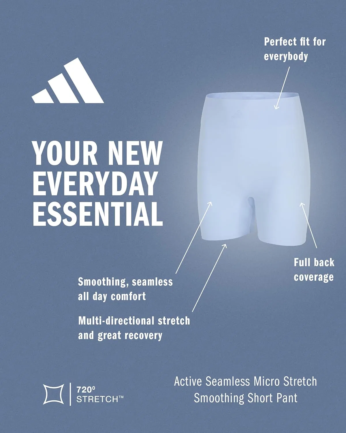 Шорты Active Seamless Micro Stretch, adidas, Glow Blue — фото 2