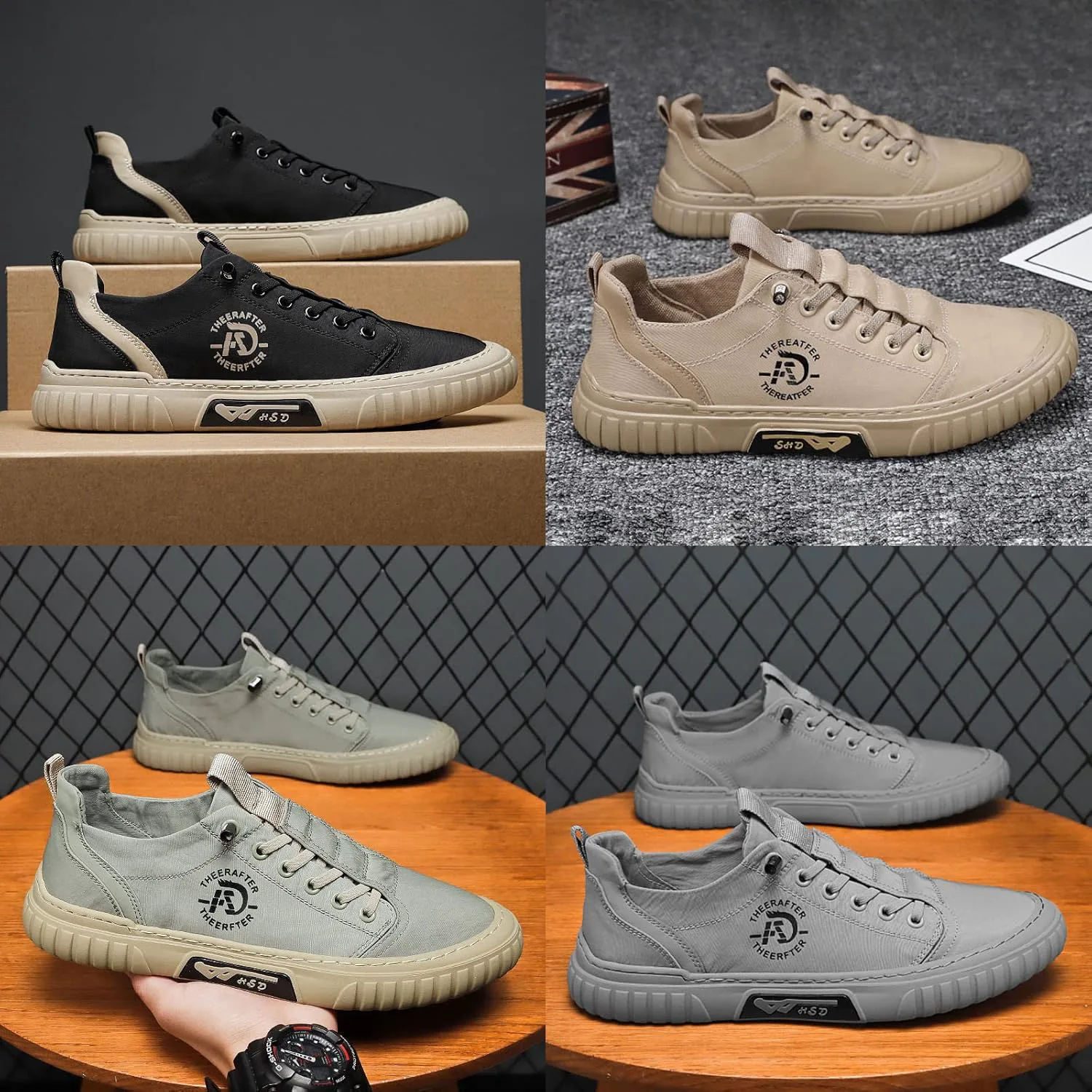Мужские кроссовки AngryMonkey Hopomart Summer Casual, дышащие, для лета, новые 2022 года, для активного отдыха на улице, с нескользящей подошвой, низкие спортивные для бега, хаки — фото 2