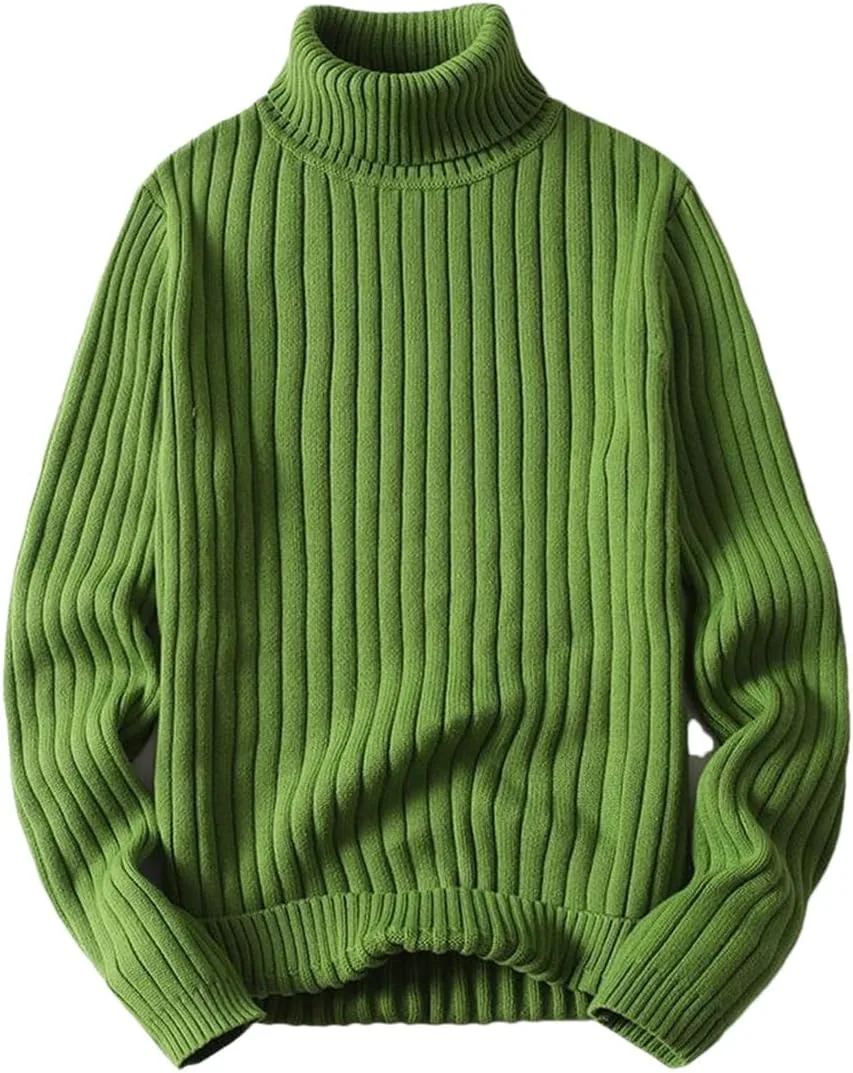 

Мужской однотонный вязаный свитер с высоким воротом