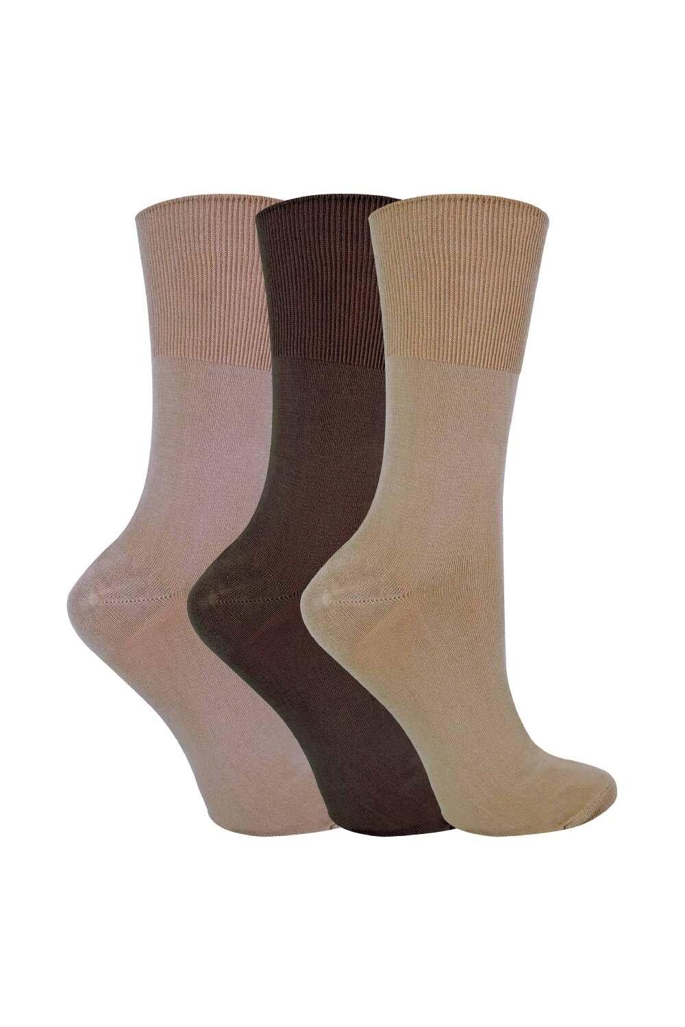 

3 пары свободных неэластичных бамбуковых носков с широким верхом и защитой от запаха Sock Snob, коричневый