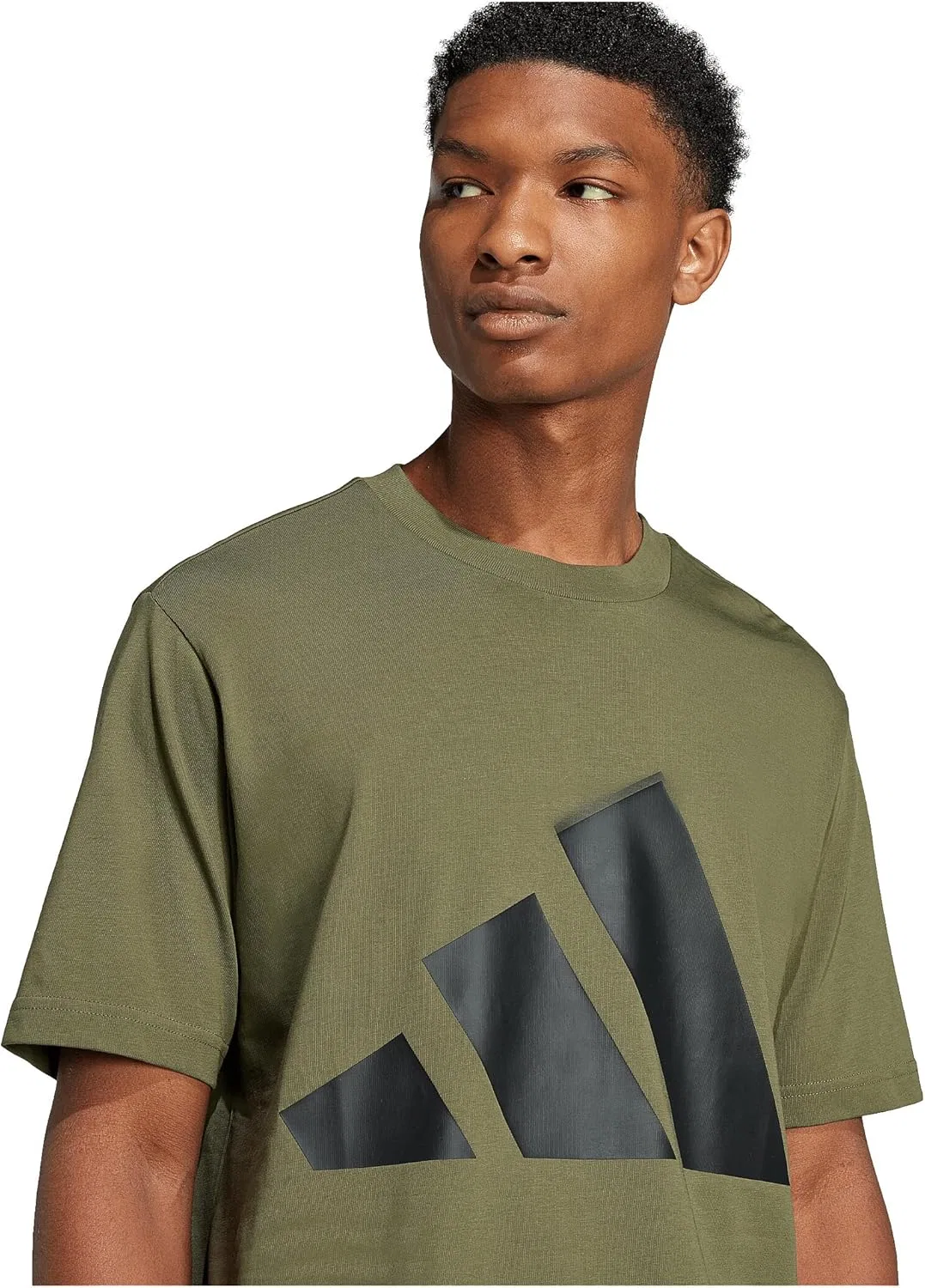 Футболка adidas Essentials Big Logo Single Jersey, Olive Strata / Black — фото 3