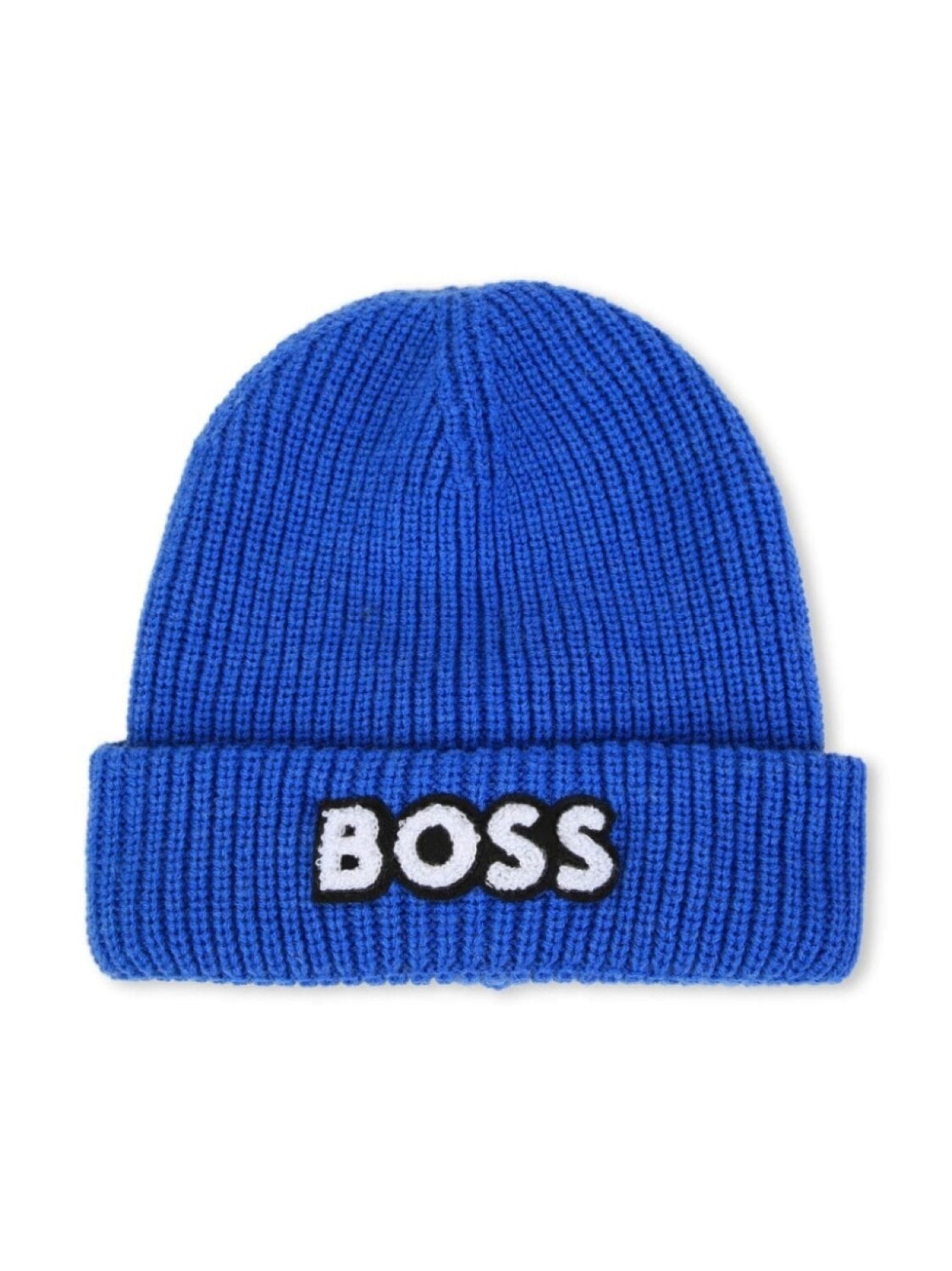 

BOSS Kidswear шапка бини в рубчик с нашивкой-логотипом, синий