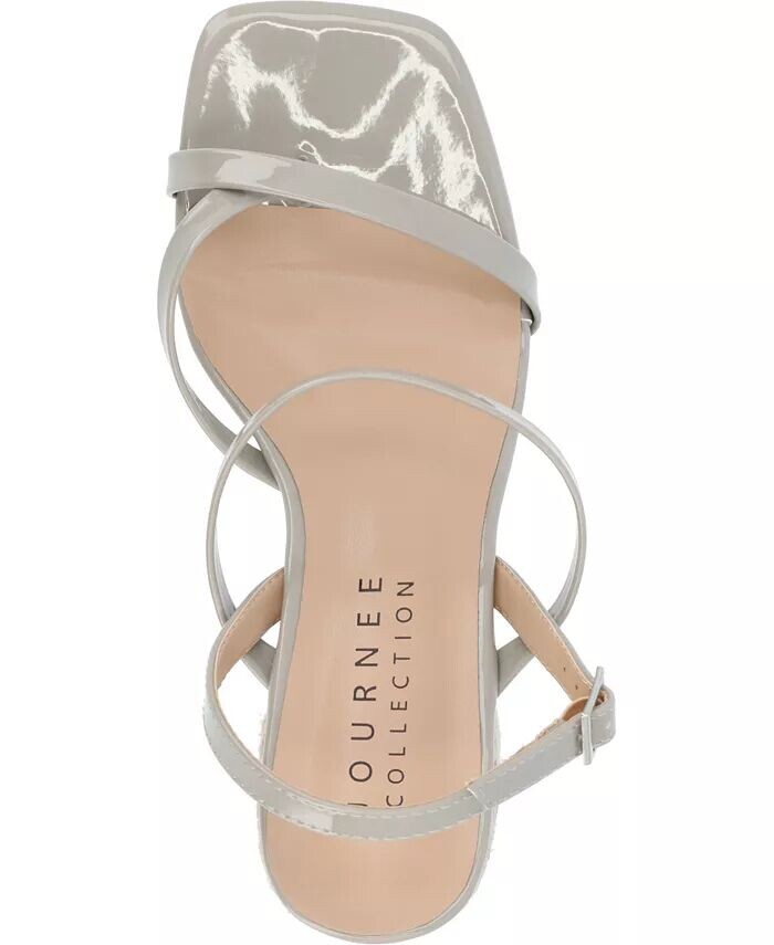 Женские босоножки Olivina Espadrille на блочном каблуке с ремешками Journee Collection, серый — фото 4