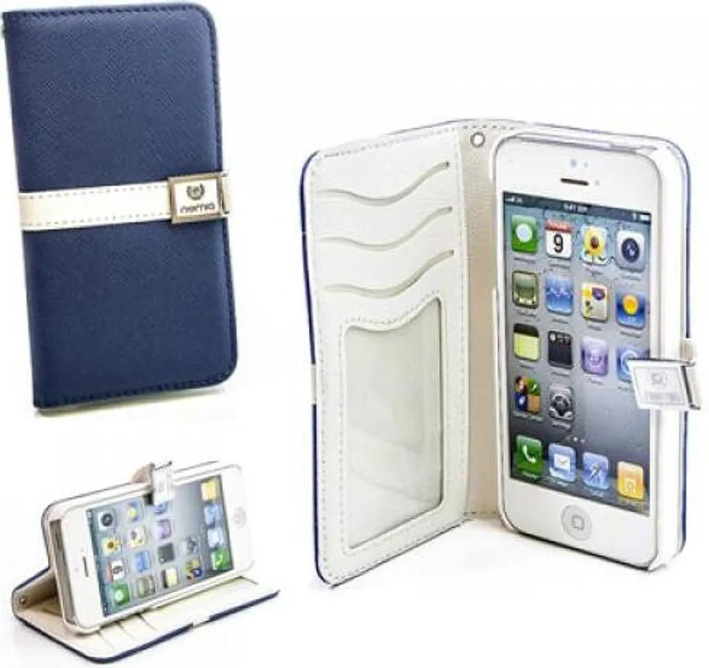

Чехол для Apple iPhone 5 Numia Bookstyle Slim сине-белый