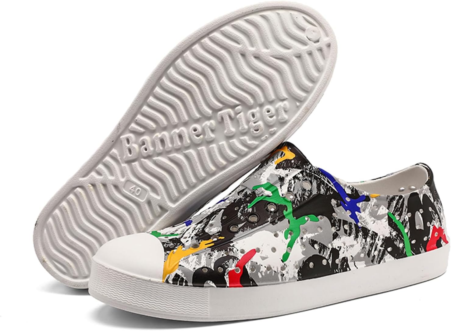 

Мужские садовые сабо CERYTHRINA: дышащие повседневные тапочки с принтом - сандалии на шнурках с сетчатыми отверстиями - обувь для дома/улицы, пляжа и душа для обоих полов, черный