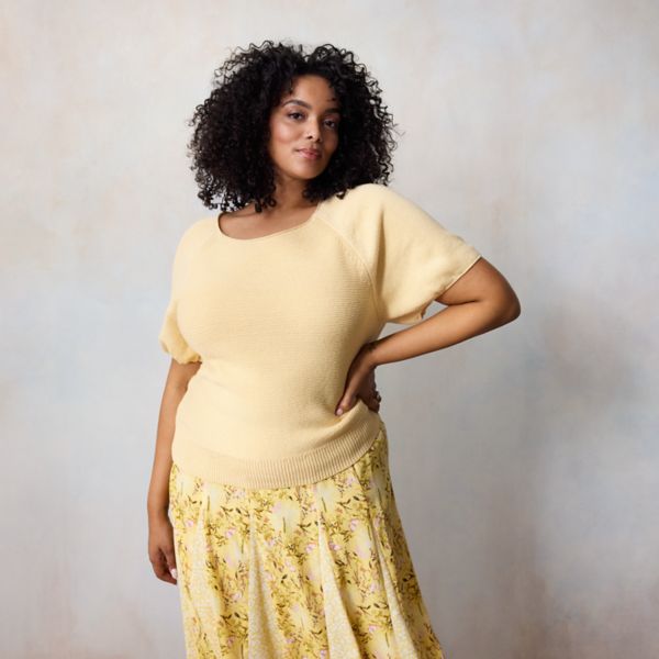 

Облегающий трикотажный топ с коротким рукавом больших размеров Lc Lauren Conrad, цвет pierust