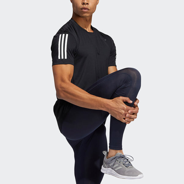 Футболка мужские спортивные с круглым вырезом и коротким рукавом Adidas, черный — фото 4