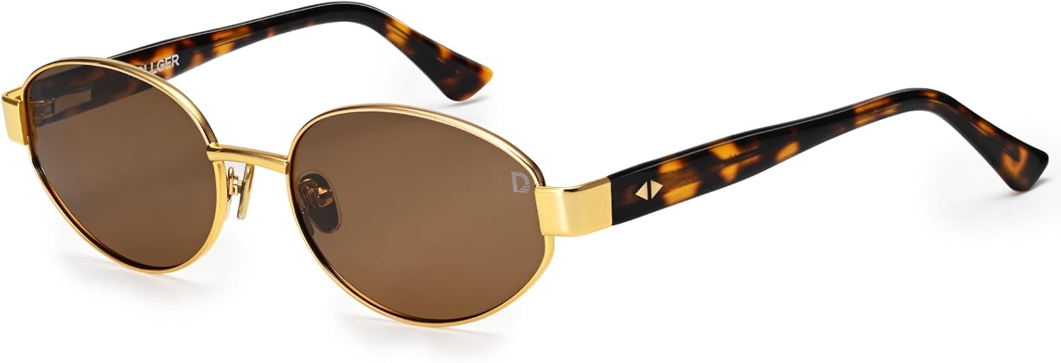 

Женские поляризованные овальные солнцезащитные очки Dollger, модные, в маленькой золотой оправе, в стиле ретро, ​​дизайнерские солнцезащитные очки с защитой от УФ-излучения UV400, Brown